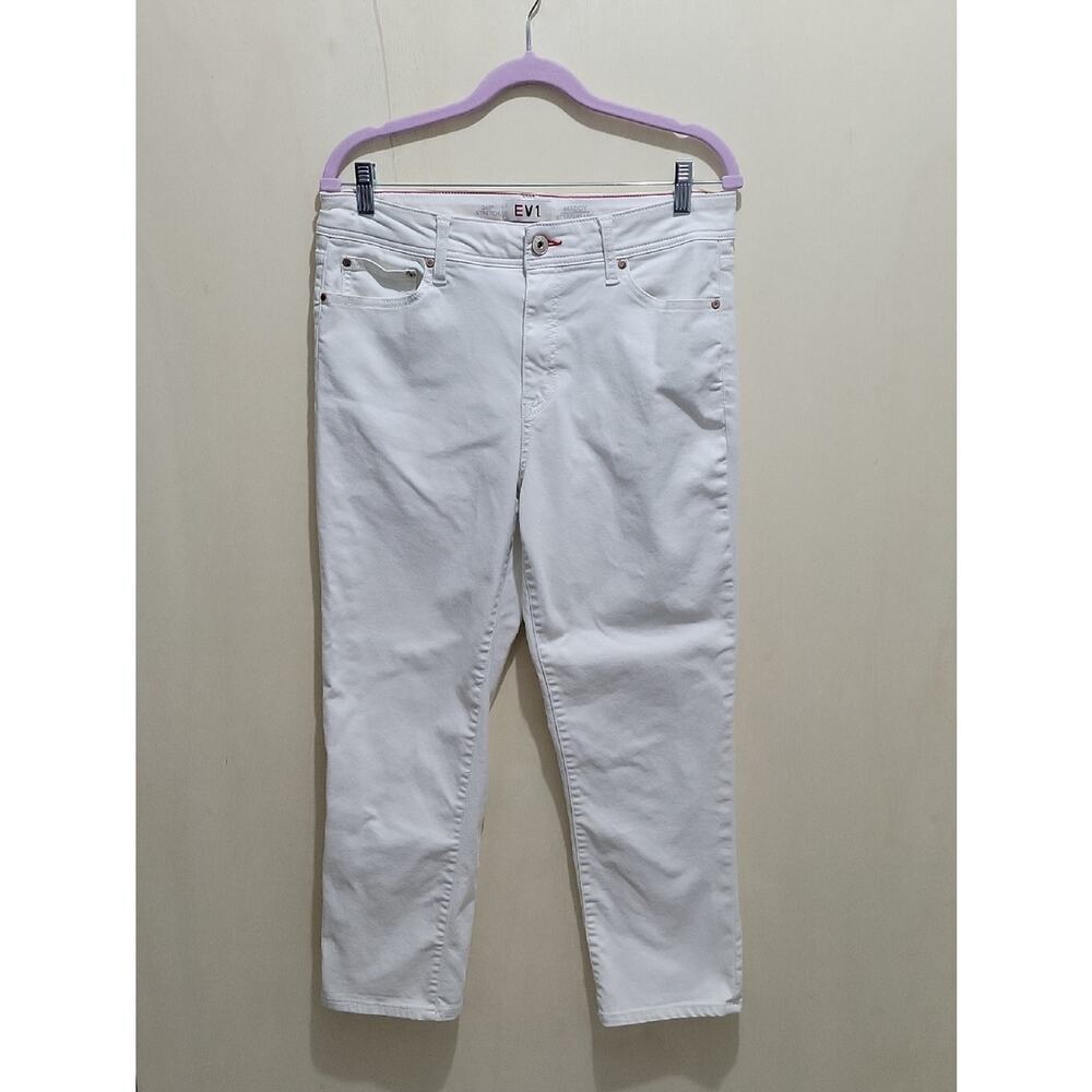 EV1 Maddy Straight Leg | White Denim Jeans | Womens  Sz 12 |Summer Chic